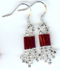 Red and Silver beaded earrings